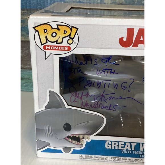 Jaws Great White Shark Funko Pop 759 Signed  Auto Carl Gottlieb / Jeffrey Kramer - Picture 2 of 12